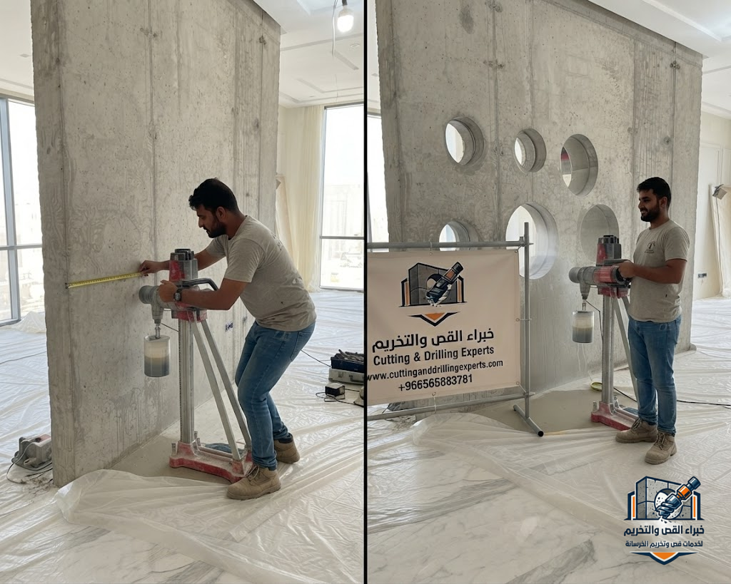 أفضل شركة فتح كور حي السلامة جدة باستخدام أحدث أجهزة الكور الماسي لتنفيذ الفتحات الخرسانية بدقة هندسية